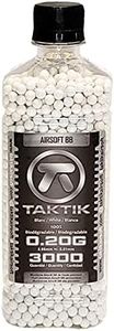 Taktik 0.20g Airsoft White BBS Bio - Precision Grade Highly Polished Biodegradable Airsoft bb - 3000 Rounds Bottle Airsoft with Match Grade White BBS 6mm