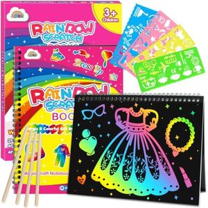 ZMLM Scratch Paper Art-Crafts Gift: 2 Pack Rainbow Notebooks Supplies Toys