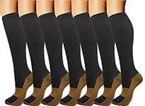 Copper Compression Socks For Men & Women Circulation-Best For Medical Running Hiking Cycling 15-20 mmHg (7 Pairs)