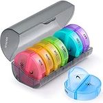 Sukuos Pill Organizer Weekly Pill Case 7 day 2 Times a Day AM PM Daily Pill Box Easy Fill Medicine Box (black)