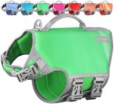 VIVAGLORY Neoprene Dog Life Jacket, Dog Buoyancy Aid for Swimming & Boating, Life Vest with Handle, Lightweight & Buoyancy for Doggy, L, Grape Green