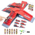 Finger Skateboards, 6PCS Combinations Mini Skateboard Ramp Set with Skateboards Accessory Tools Fingerboard Skateboard DIY Ultimate Deck Track Park Finger Training Props Toy Kids Teens Gift (6IN1)