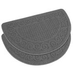 VANZAVANZU Kitchen Rugs, 2 Pack 31"x19" Kitchen Mats, Half Moon Round Kitchen Rugs Carpet, Designed in Latex Anti Skid Absorbent and Machine Washable for Kitchen Doorway Bathroom Floors (Dark Gray)