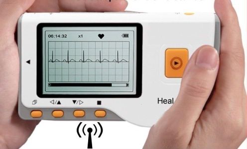 Tragbares EKG Gerät Bluetooth 30 Sekunden Handmessung-Langzeit Messung 22 Stunden mit EKG Kabel für zu Hause Vorhofflimmern-inkl. PC Auswertungssoftware ausdrucken - Deutsche Anleitung