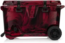 BrüMate BrüTank Wheeled Hard Cooler with Built-in 3-Gallon Drink Dispenser Tank & Tap | 7+ Day Ice Retention | Perfect for Beach, Tailgating, Camping, Sports Games, & More | 55qt (Red/Black Swirl)