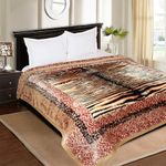 Signature Microfiber Comfy Gold Super Soft 2 Ply King Size Double Bed Luxury Winter Blanket 5kg for Heavy Winter (Jungle Majesty)