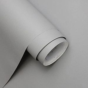 Homease Solid Light Gray Wallpaper 24 x 196 inch Thick Matte Light Gray Contact Paper Decorative Peel and Stick Wallpaper for Shelf Liner Cabinet Table Door Waterproof Vinyl Self Adhesive PVC Film