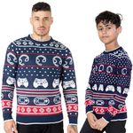 NOROZE Men's Matching Christmas Jumpers for Family Dad Son Matching Jumper Retro Gaming Xmas Jumper Unisex Sweater Boys Top (13 Years, Headphone Controller Red)