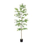 Bellacat Faux Black Olive Tree 7ft, Tall Faux Trees Indoor with Natural Trunk and Realistic Leaves. 7 Feet(84in) Artificial Tree for Home Office Décor.