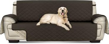 Utopia Bedding Sofa Cover 3 Seater Non Slip Reversible Sofa Slipcover, Water Resistant Sofa Slipcovers for Pets with Elastic Strap, (Brown/Beige)