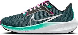 NIKE W Air Zoom Pegasus 40, Women's Running Shoes, Deep Jungle Metallic Silver Black White, 9.5 US