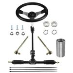 PRO BAT 300mm/11.8'' Steering Wheel Steel Kit 420mm/16.5'' Gear Rack Pinion Adjustable Shaft Set Replacement for Go Kart Go Cart Golf UTV 110cc 125cc 140cc 150cc Buggy