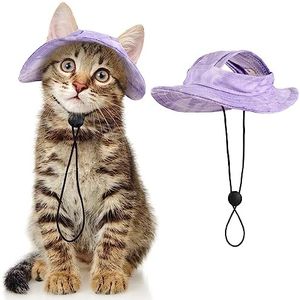 DENTRUN Cat Hats for Cats Only, Cat Cowboy Hats with Ear Holes Tiny Pets Birthday Party Costume, Cat Headwear Mini Cowboy Hat, Funny Sombrero Kitten Hat Chihuahua Beanie Cap Party Decorations
