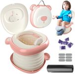 Portable potty seat for toddler travel, Portable toilet for kids with Potty Liners, Travel Bag, Foldable Car Potty for Toddler with Splash Guard, potty training toilet,baño portátil para niños (pink)