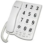 TEL UK 18041W New Yorker Big Button Telephone - White