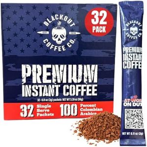 Blackout Coffee Colombian Arabica Instant Coffee, Strong Aromatic, Fresh Roasted in the USA, Premium Coffee Single Serve Packets, 32 Count