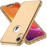 ORETech Case Compatible with iPhone XR Case,with [2X Tempered Glass Screen Protector] 360 Silicone Phone Case Thin Shockproof Hard PC Soft TPU Anti Scratch Case Cover for iPhone XR 6.1” 2018 Gold