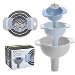 YiMiLiu Set of 4 Funnels for Filling Bottles, Kitchen Funnels with Detachable Strainer Filter, 3 Sizes Oil Liquid or Powder Funnels for Kitchen Use