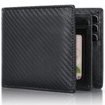 Swallowmall Genuine Leather Wallets for Mens RFID Blocking Slim Wallets Credit Card Holder Bifold Wallets with ID Window and 13 Card Slots for Him (BlackStripe)