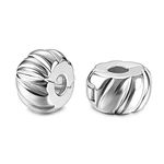 JewelrieShop Clip Spacer Charm for Bracelet Clip Lock Stopper Bead Spacer European Openable Beads (#02S, 2pcs)