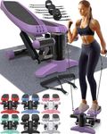 Mini Stepper & Stair Climber Machine - W/Resistance Bands Set - Portable Step Exerciser - Built-in Monitor - Heavy Duty Max 330 Lbs - 1 Year Warranty by Nordic Lifting - Calming Purple