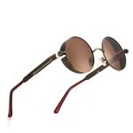 Polarized Steampunk Sunglasses, UV Protection, Metal Frame, Outdoor Circle Shades