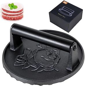 Heavy Duty Cast Iron Burger Press Kit for Smash Burgers and Bacon Meat, Grill Press and Smasher Tool, Cooking Weights for Steak and Hamburger, Perfect for BBQs and Searing（7 Inch）