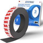 Effektwerk Magnetic Tape Roll (3 Meter), Extra Thick & Wide Magnet Strips w/Strong Self-Adhesive Backing, Easy to Cut & Stick to Flat Surfaces, Perfect for DIY, Whiteboard & Fridge Organization