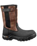 Carhartt Men's 10" Wellington Waterproof Leather Pull On Boot CMF1391, Brown Oil Tan/Black Coated, 8.5 W US