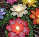 GHAR SHRINGAAR Lotus Flower Floating Diya Set with Water Sensor (Set of 6) | Multicolour | Artificial but Natural Looking Flower with led Light, Best for Diwali Purpose, Decorations