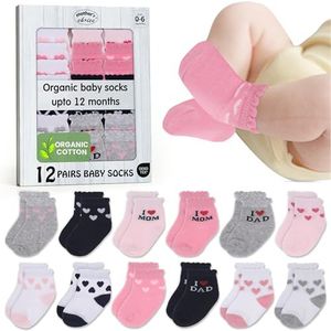Mother's Choice Organic Cotton Baby Socks, 12 Pairs, Unisex 0-6 Months - Soft, Hypoallergenic Newborn & Infant Socks - Baby Girl & Boy Gifts