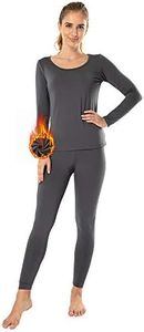 MANCYFIT Thermal Underwear for Women Long Johns Set Fleece Lined Ultra Soft Scoop Neck Dark Grey XX-Large