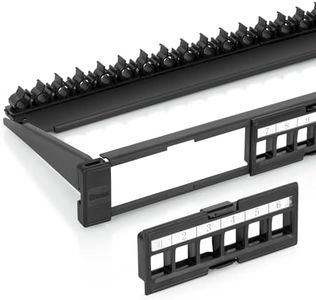 Everest Media Solutions 24 Port Keystone Patch Panel (1-Pack) - Use with Slim Profile Keystones ONLY (Wider Jacks May not fit Side by Side) - with Adjustable Rear Cable Management Bar