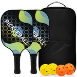 Topfinder Pickleball Paddles, Pickleball Set Fiberglass Surface and Polymer Honeycomb Core Pickleball Racket Set of 2 for Outdoor and Indoor with 1 Carrying Bag, 4 Balls