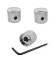 Guyker 3Pcs Guitar Control Knobs for 1/4"(6.4mm) Dia. Shaft Pots - Dome Potentiometer Knob Compatible with Fender Telecaster Tele Style Electric Guitar or Precision Bass (Chrome)