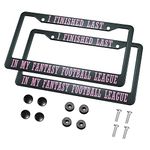 HOSNYE I Finished Last in My Fantasy Football League License Plate Frame Metal 2 Pcs 2 Holes Black Licenses Plates Frames Front Licenses Plate Covers Car Tag Frame for Women Men US Vehicles