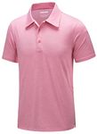 TACVASEN Men's Hot Pink Golf Tees Athletic Polo Shirts Summer Solid Short Sleeve Top Tee Shirt Polyester T-Shirt Cool Running Polo Shirts