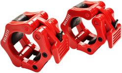 HulkFit Multi-Function Power Cage Rack Crossfit Attachments, J-Hooks, Dip Bars, Weight Plate Holders, T-Bar Row Platform, Barbell Clamp Collars, Hangers and Others (Locks, 2", Red)