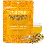 JusTea TURMERIC GINGER | Loose Leaf Herbal Tea | Recyclable Refill Pouch | 40+ Cups (110g) | Caffeine Free | Award-Winning | Fair Trade | Non-GMO