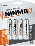 NINMAX Lithium AA Batteries 3500mAh, 4 Pack 1.5V Longest Lasting Double A Battery for High-Tech Devices【Non-Rechargeable】