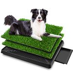 Sailnovo 63 x 50 cm Dog Toilet, Lawn Reinforcement Puppy Toilet with 2 Pieces Artificial Grass, Dog Toilet Puppy Litter Tray Pet Toilet Training Mat