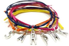 Personalised Initial Letter Tibetan Silver Charm Cord Friendship Wish Bracelet