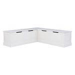 Linon Harris White Solid Pine Backless Nook with Interior Storage