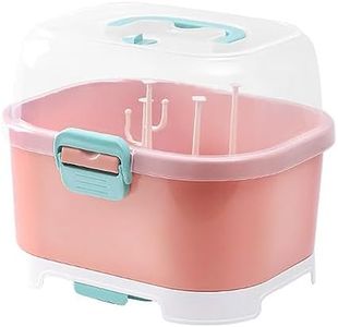 Baby Bottle Holder, Portable Large Capacity Toddler Bottles Storage Box with Lid Cover Anti-Dust Protection and Cutlery Storage Baby Bottle Drying Rack for Baby at Home Kitchen Travel Outdoors(2#)