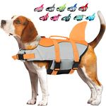 EMUST Dog Life Jackets, Dog Life Jacket with High Buoyancy and Lifting Handle for Small and Medium Breeds (M, Orange)
