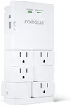 ECHOGEAR Wall Outlet with USB Ports & Surge Protection - Power & Protect 8 Devices with 6 Rotating AC Plugs & 2 USB Ports - Includes 1x USB-C Port & 1x USB-A Port - White