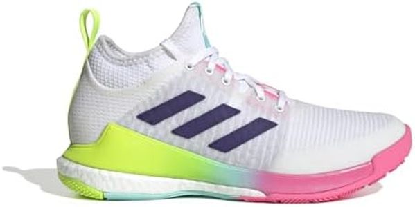 adidas Women's Crazyflight Mid Volleyball Shoe, White/Team Collegiate Purple/Flash Aqua, 12 US