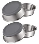 PEGGY11 Stainless Steel Metal Dog Bowls, Nonslip Rubber Bottom, Dishwasher Safe, Easy to Clean - 4 Pack, Each Holds 11.4 US Cup