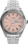 TIMEX 3 Hands Men's Analog Pink Dial Coloured Quartz Watch, Round Dial with 41 mm Case Width - TW2V17800UJ Stainless Steel, Silver Strap