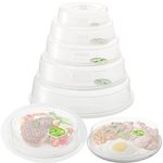 Tebery 5 Pack Microwave Cover for Food with Air Vent, Microwave Plate, Dish Covers, BPA Free Plastic, Transparent Lids, Stackable, Dishwasher Safe, 5 Size, Variety of Sizes for All Plates & Dishes